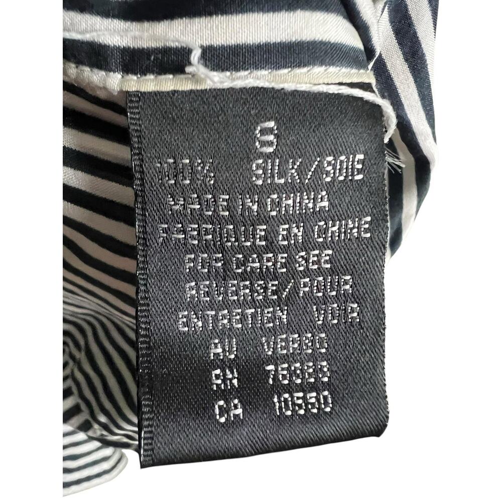 Diane Gilman Tunic Shirt Womens 6 Black Stripe Silk Button Up Blouse Career Top - Picture 8 of 8